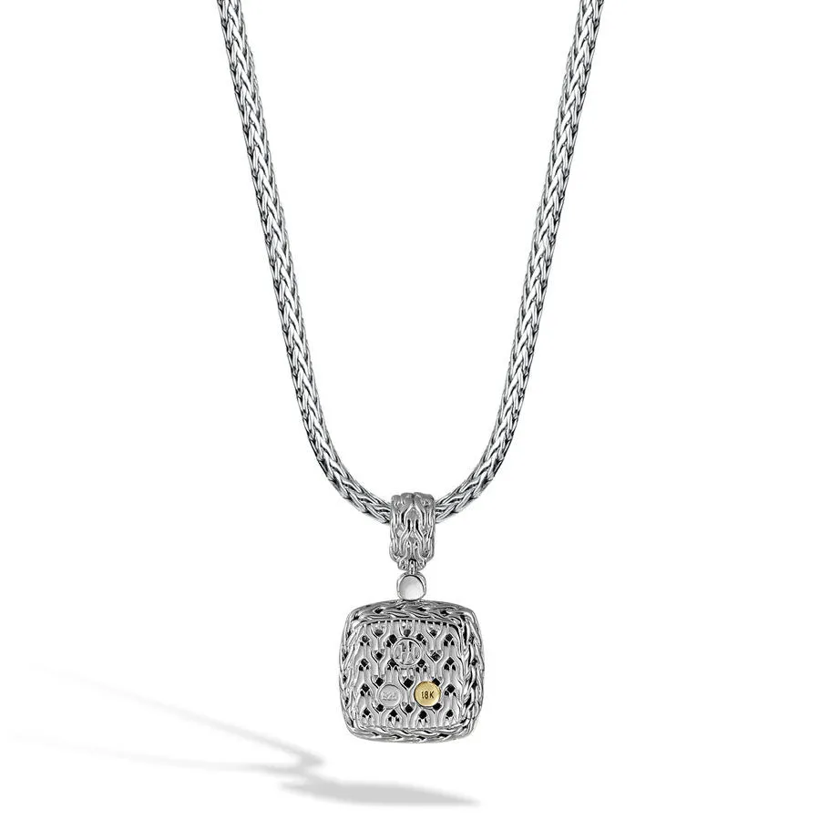 John Hardy Classic Chain Square Pendant with Diamond Pavé