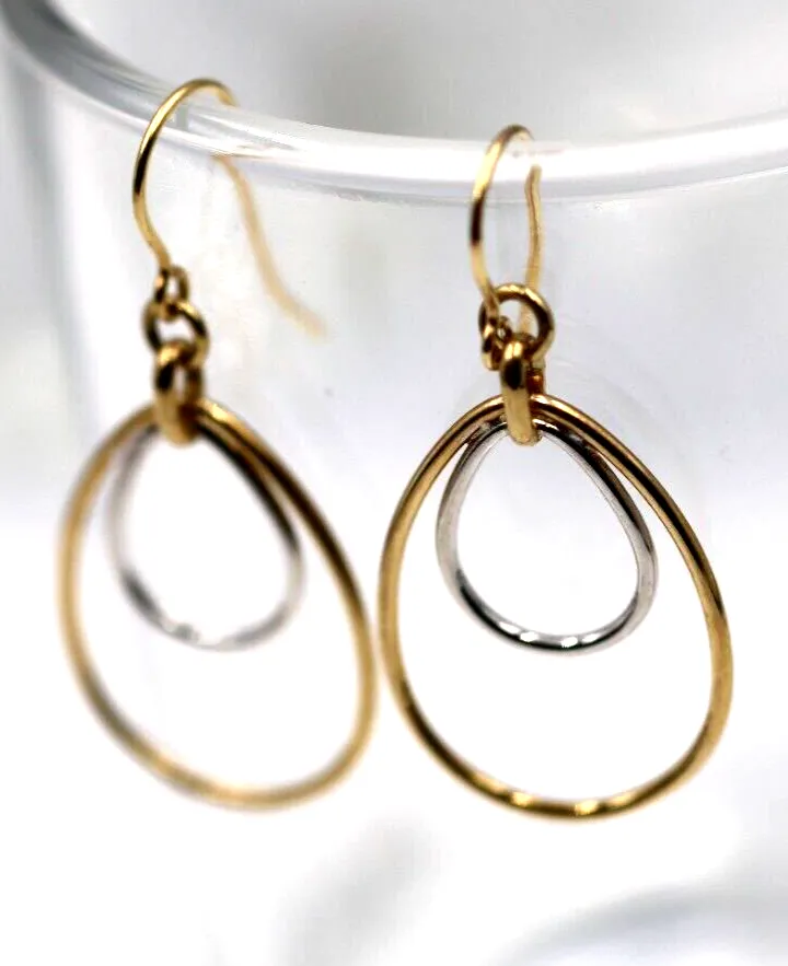 Kaedesigns   9ct 9k Yellow & White Gold Oval Hook Earrings Wires