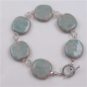 Kazuri Bracelet in Aqua & Pink Handmade Fair Trade Beads