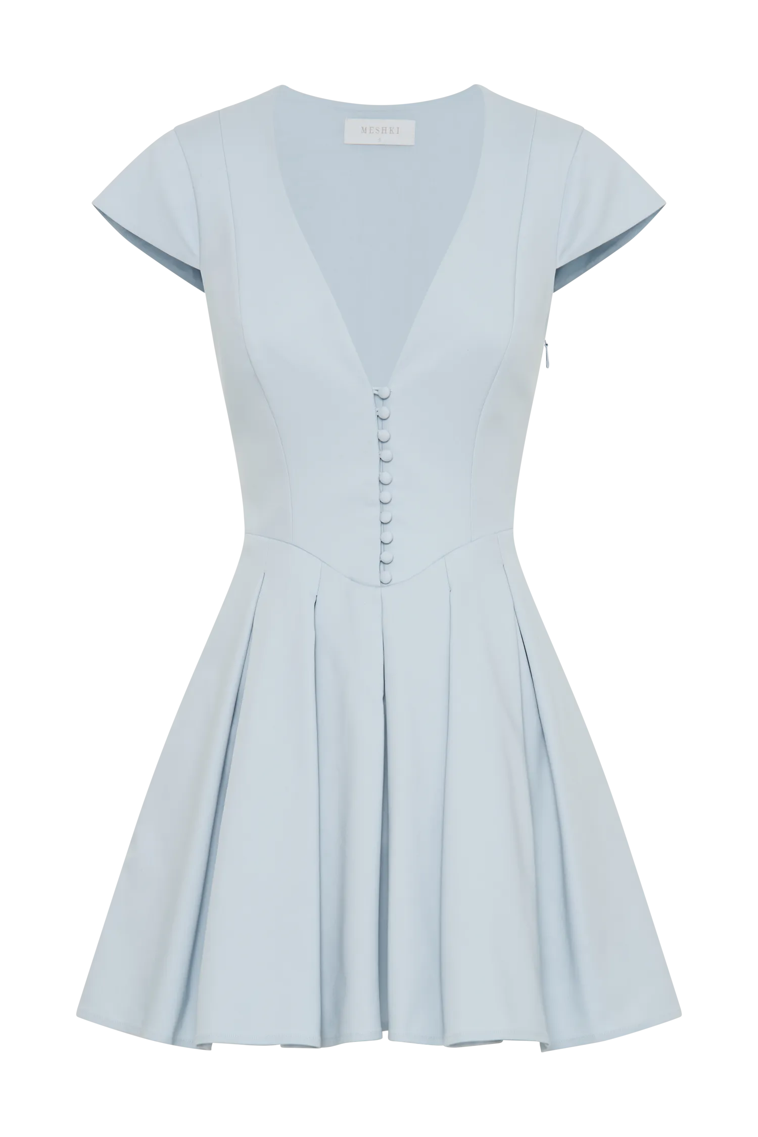 Keely Cotton Cap Sleeve Mini Dress - Sky Blue