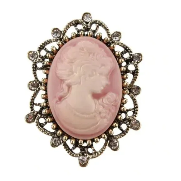 Lady of Letters Classic Cameo Brooch in 6 Color Choices