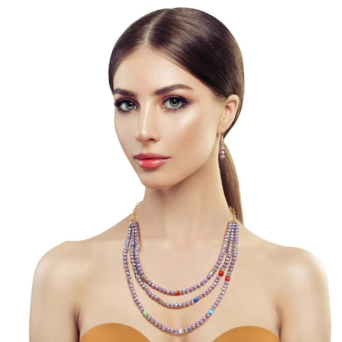 Layered Beaded Necklace and Dangle Earring Set - Perfect for Every Occasion!