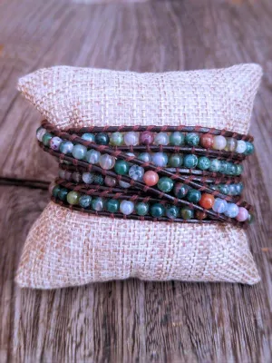 Leather & Agate Wrap Bracelets - Multiple options