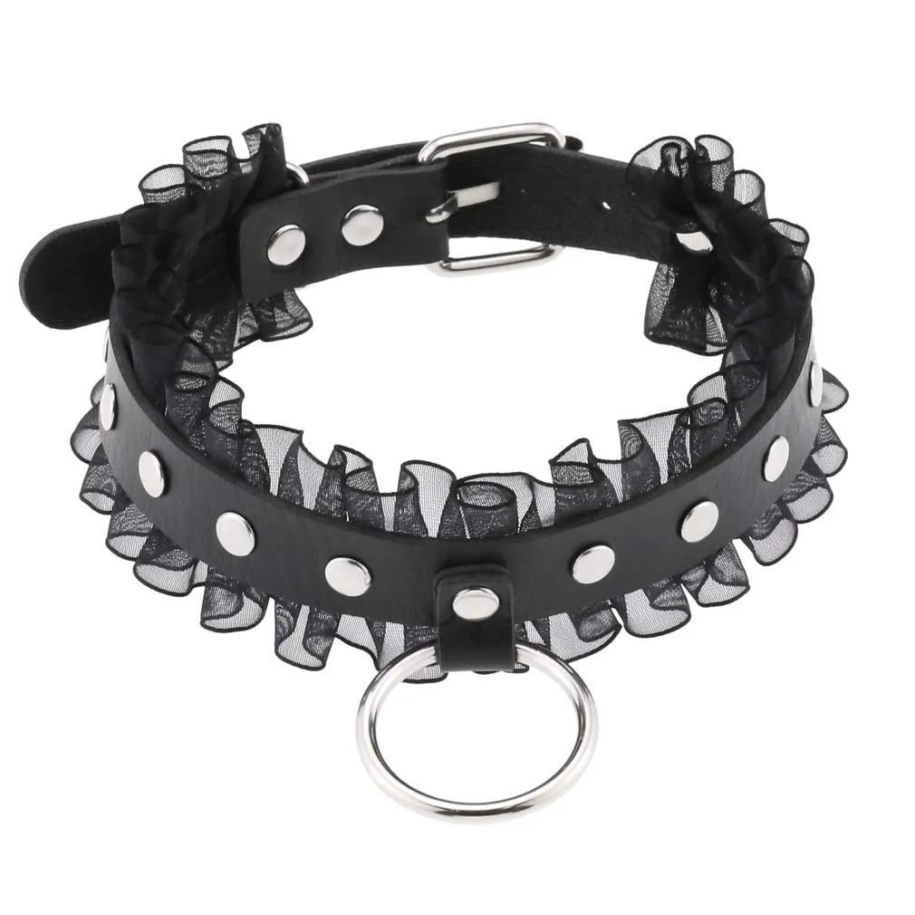 Leather Spiked Choker, Rivets Studded Choker