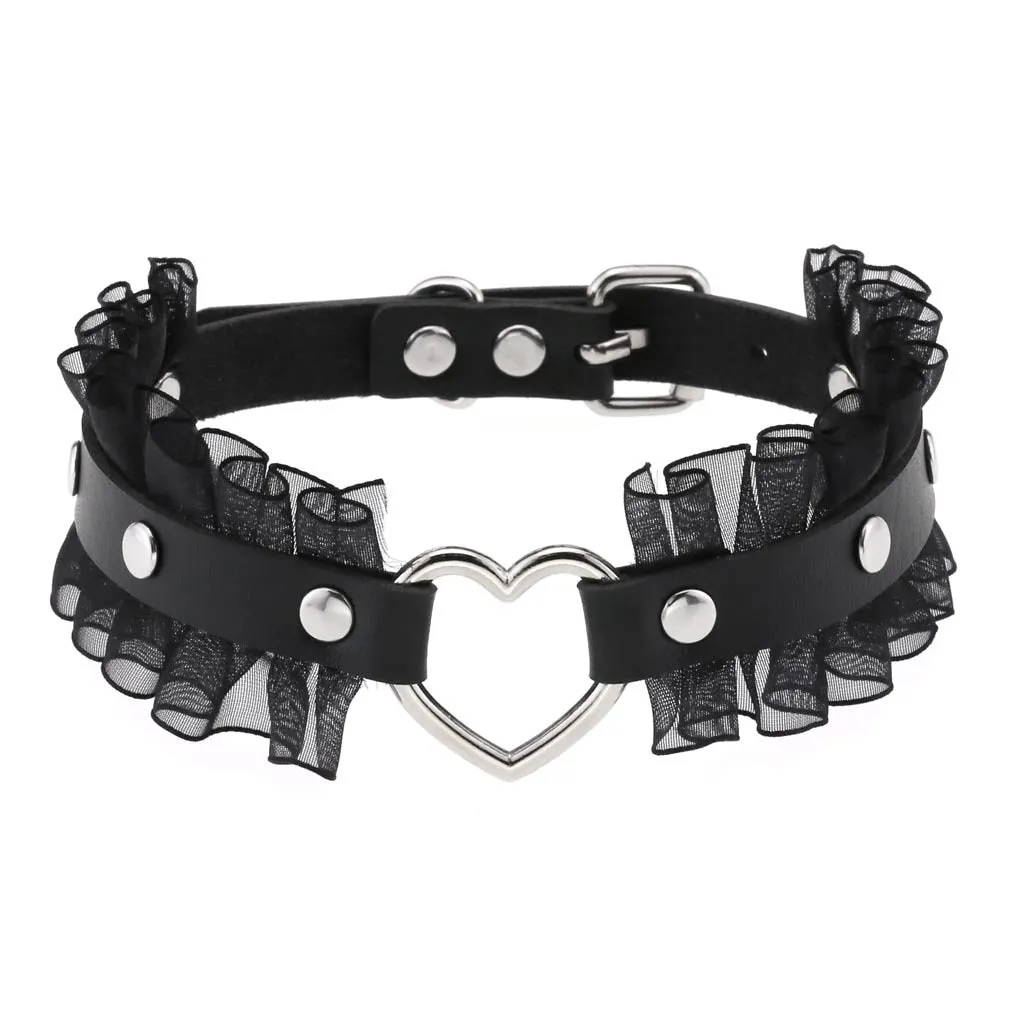 Leather Spiked Choker, Rivets Studded Choker