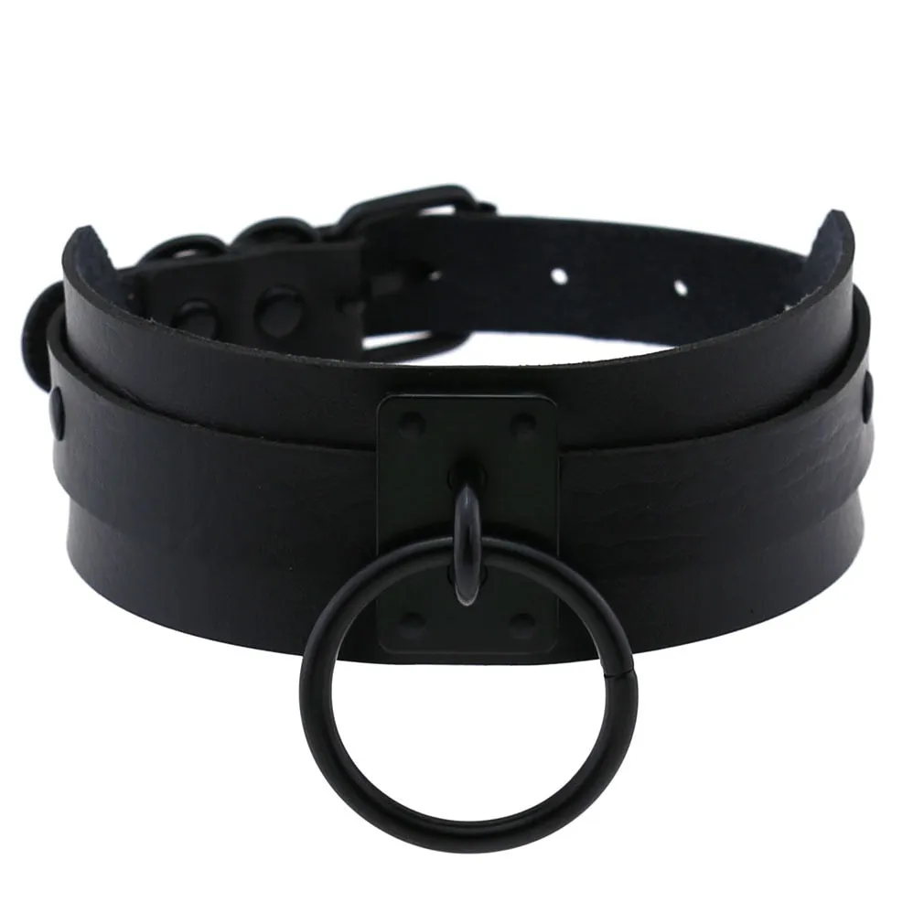 Leather Spiked Choker, Rivets Studded Choker