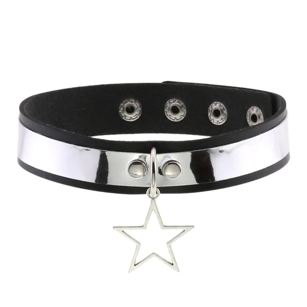 Leather Spiked Choker, Rivets Studded Choker