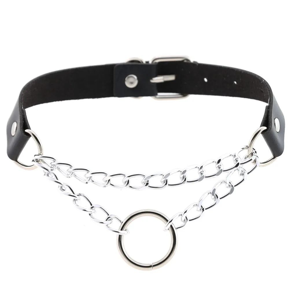 Leather Spiked Choker, Rivets Studded Choker