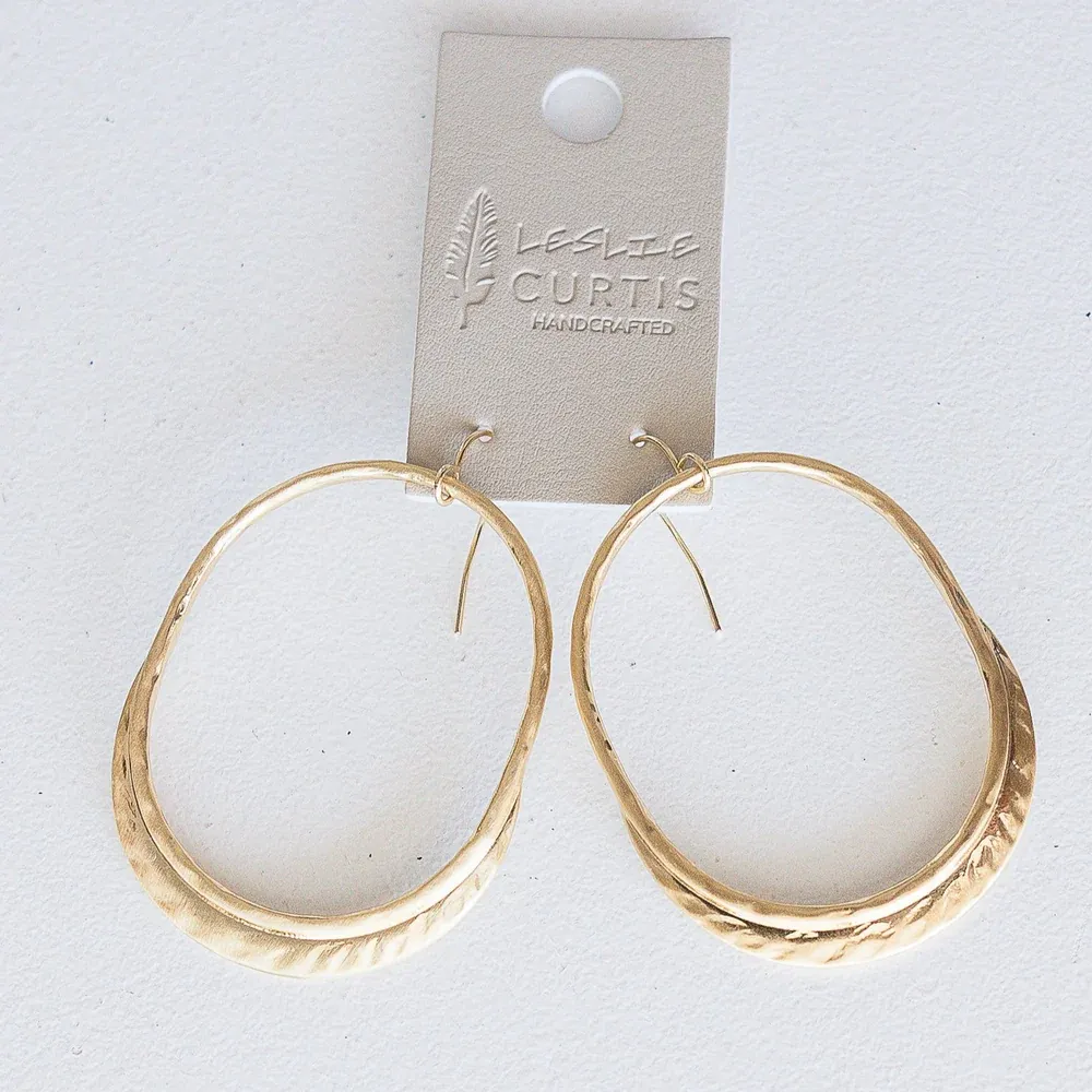 Leslie Curtis - August Gold Detailed Oblong Hoop Earrings