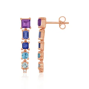 Line Drop Gemstones Earrings