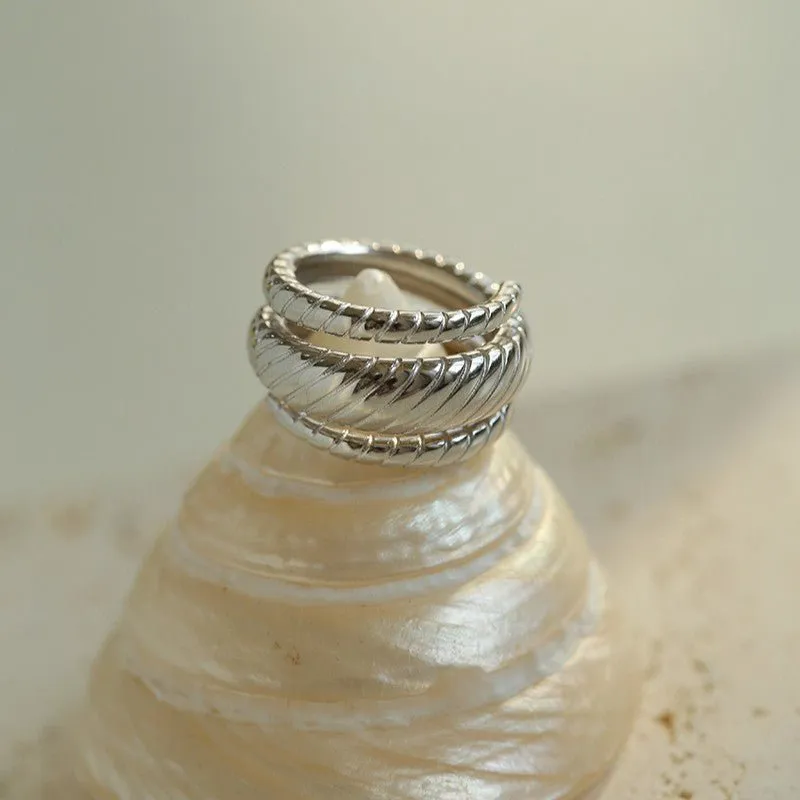 Line Threaded Wide 925 Silver Ring