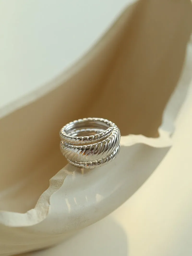 Line Threaded Wide 925 Silver Ring