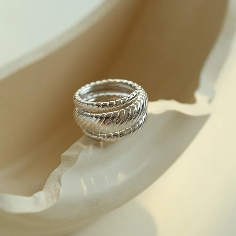 Line Threaded Wide 925 Silver Ring