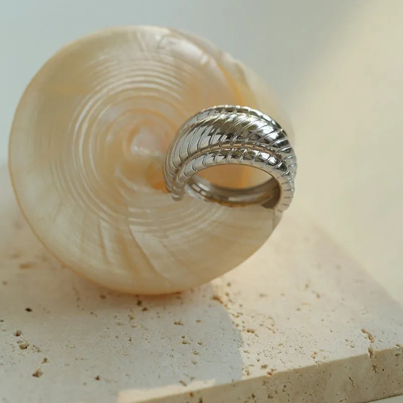 Line Threaded Wide 925 Silver Ring