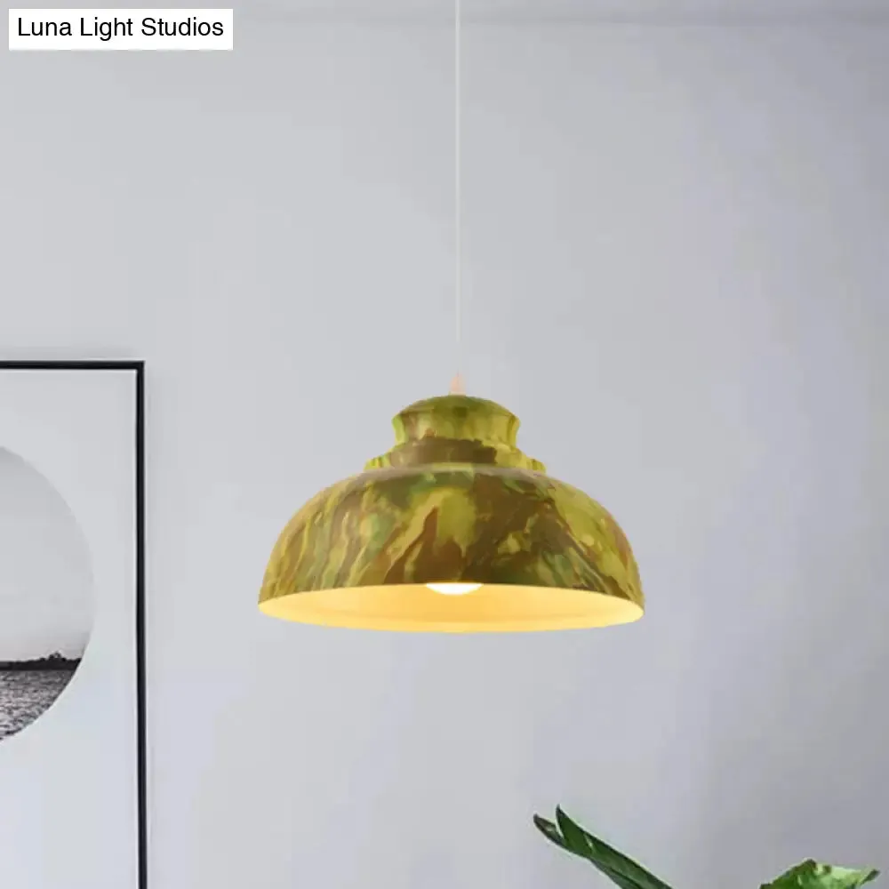 Loft Style Aluminum Hanging Pendant Light - Coffee/Green Bowl Shade for Dining Room