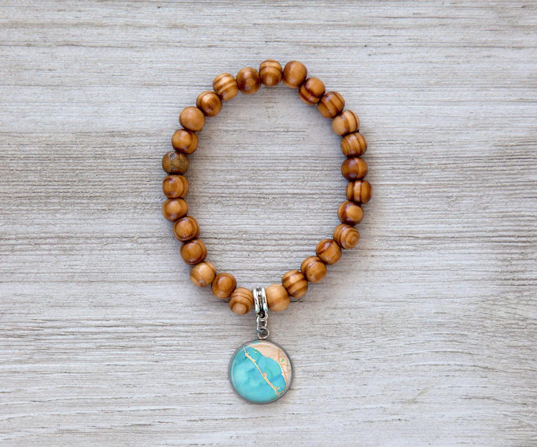 Longboat Key Watercolor Wooden Beaded Bracelet | Handmade Jewelry