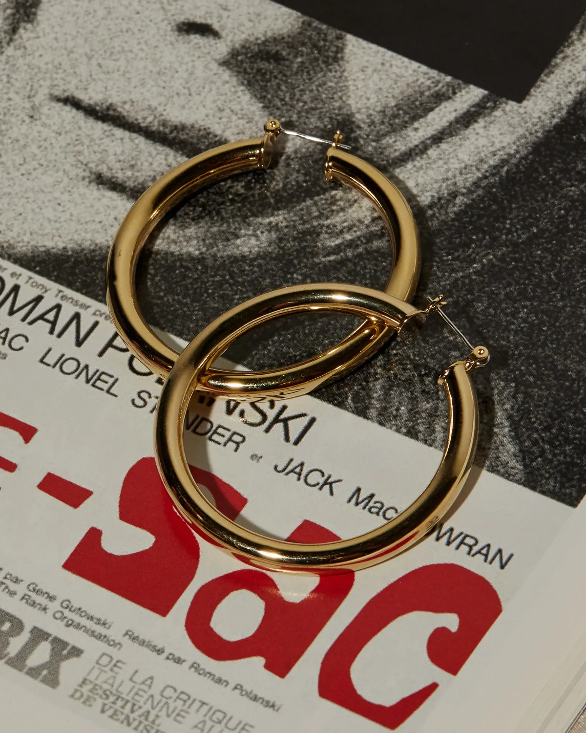 Luv Aj Amalfi Tube Hoop Earrings in Polished 14k Antique Gold Plated