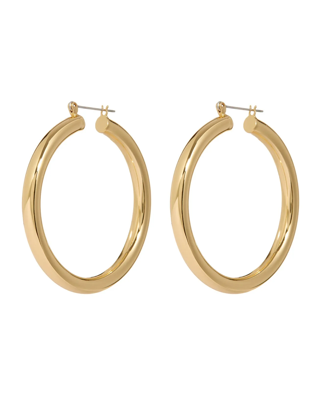 Luv Aj Amalfi Tube Hoop Earrings in Polished 14k Antique Gold Plated