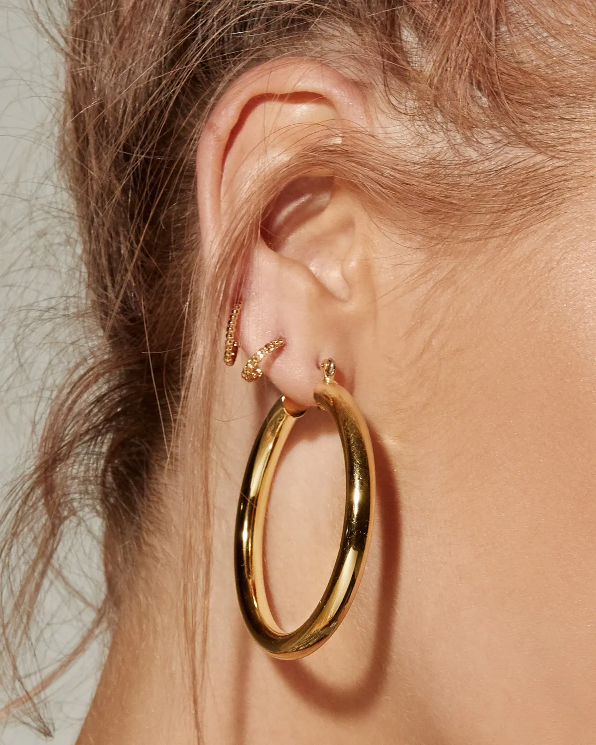 Luv Aj Amalfi Tube Hoop Earrings in Polished 14k Antique Gold Plated