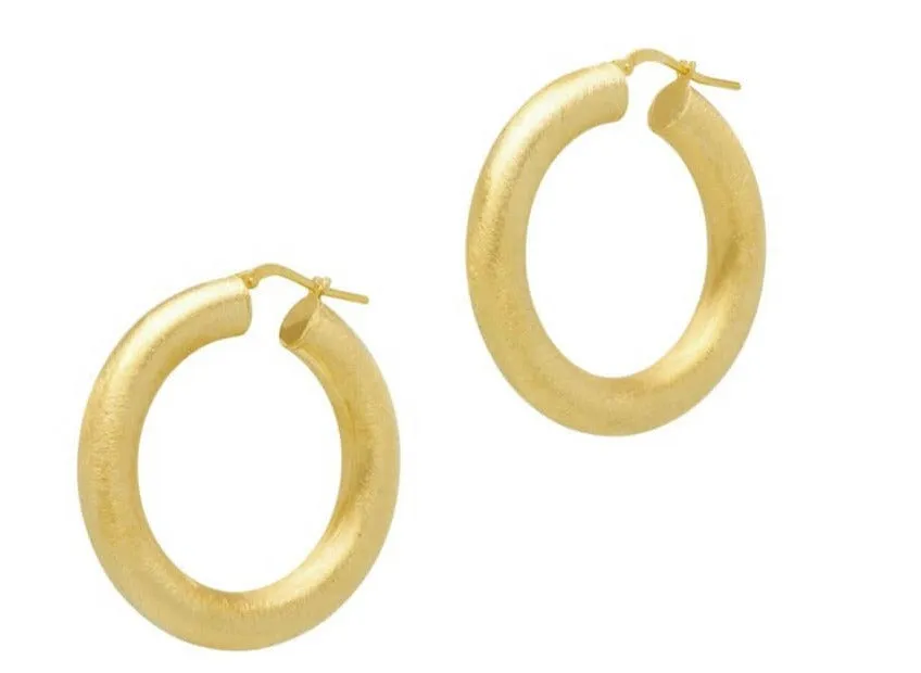 Matte Donut Satin Effect Hoop earrings - Gold