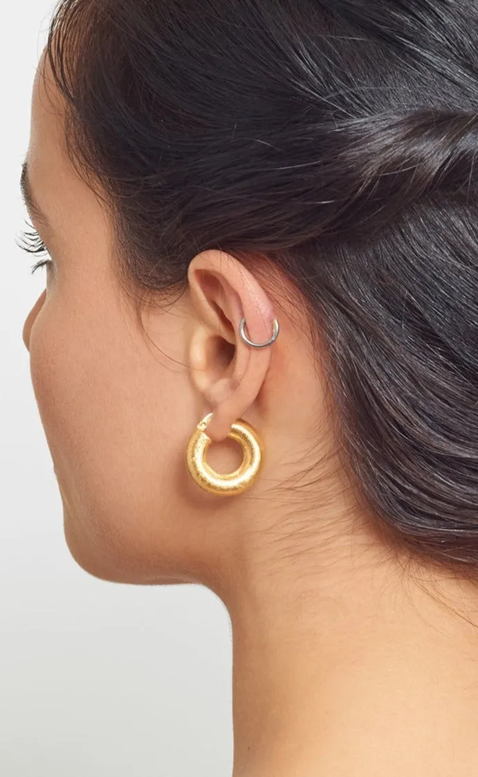 Matte Donut Satin Effect Hoop earrings - Gold