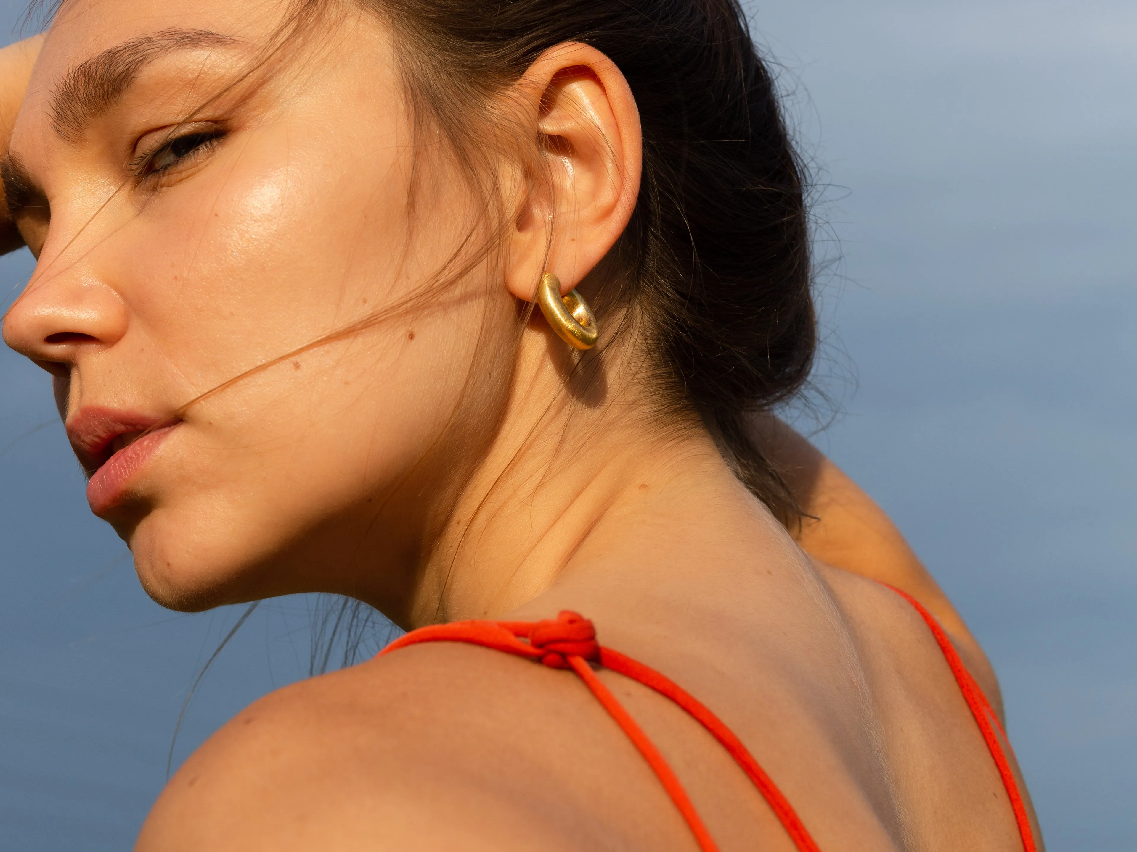 Matte Donut Satin Effect Hoop earrings - Gold