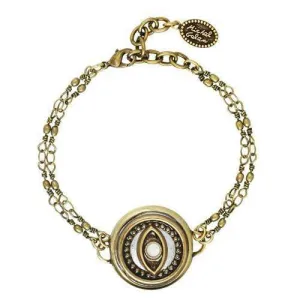 Michal Golan Round White Evil Eye Bracelet on Double Chain