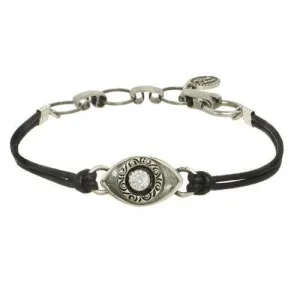 Michal Golan Silver Evil Eye Bracelet on Leather