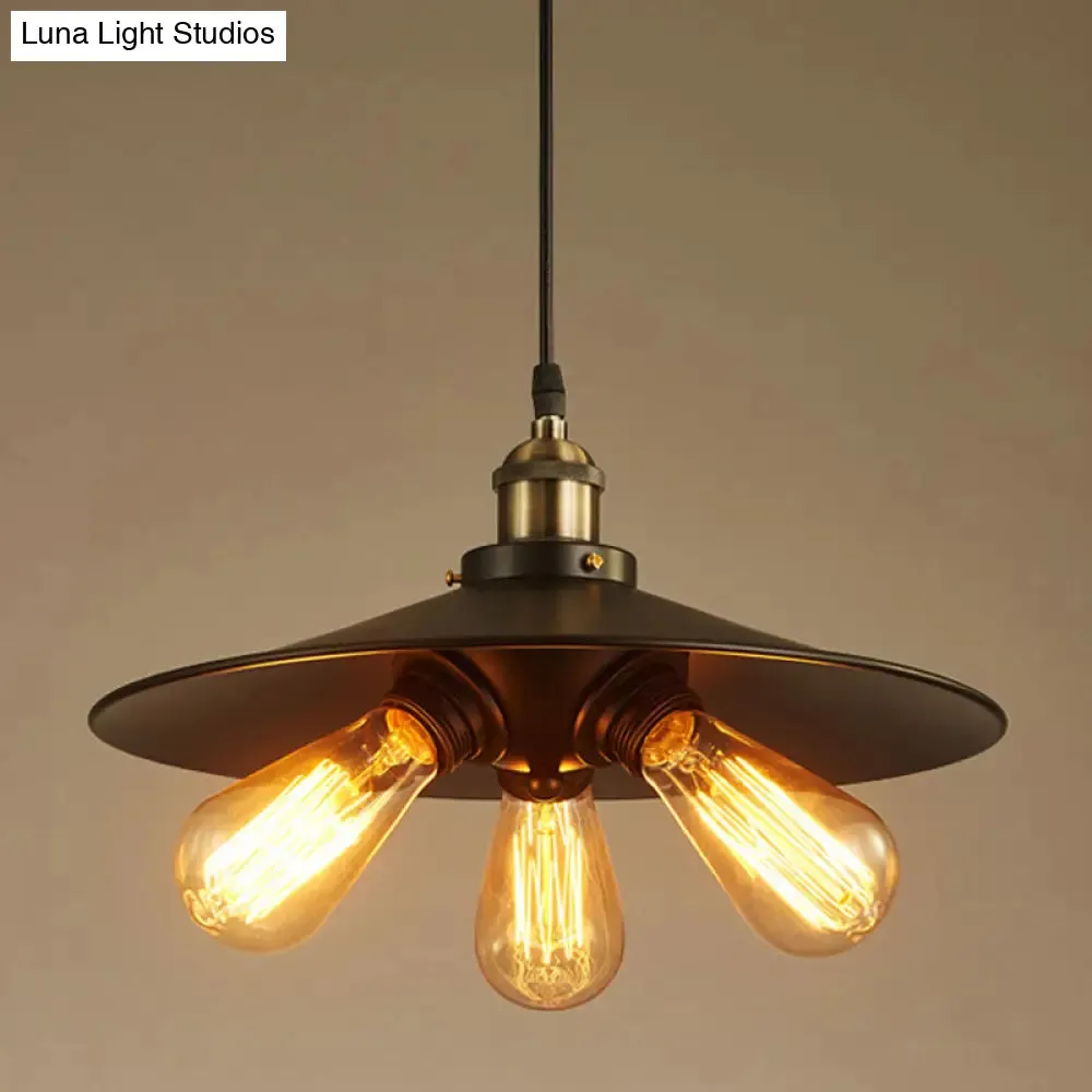 Modern 3-Head Black UFO Pendant Light - Industrial Metal Chandelier Fixture