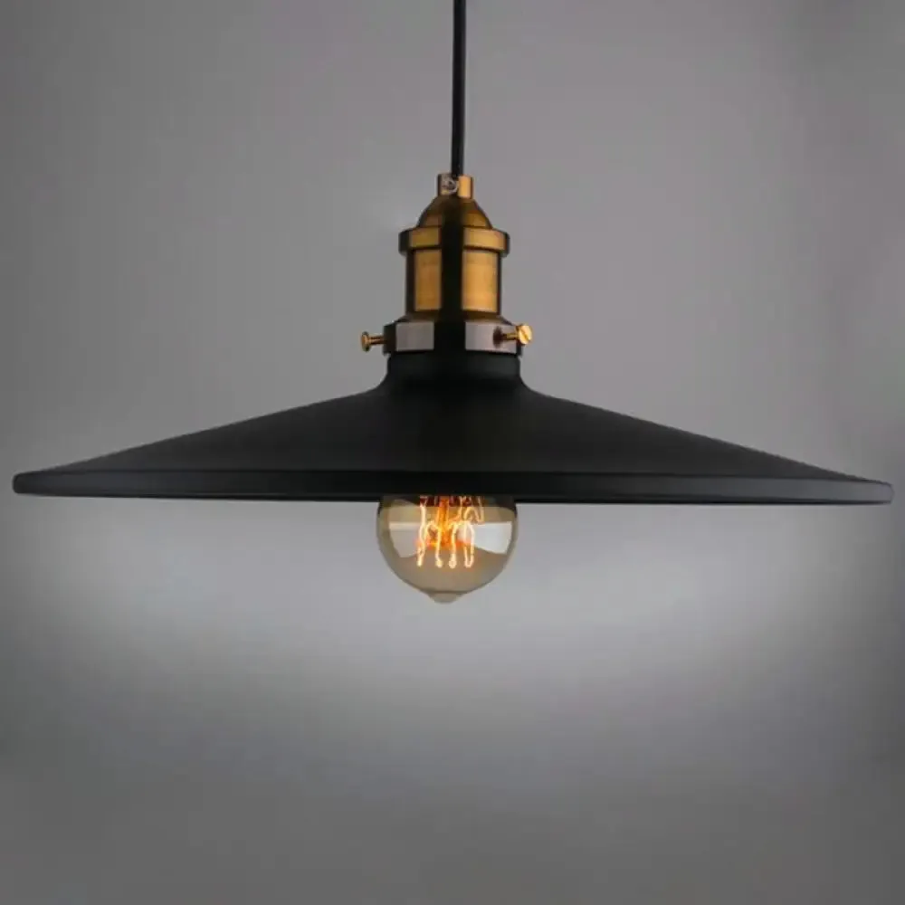 Modern Black Flared Shade Hanging Light with Metallic Finish - Restaurant Pendant Light Fixture (1 Bulb)