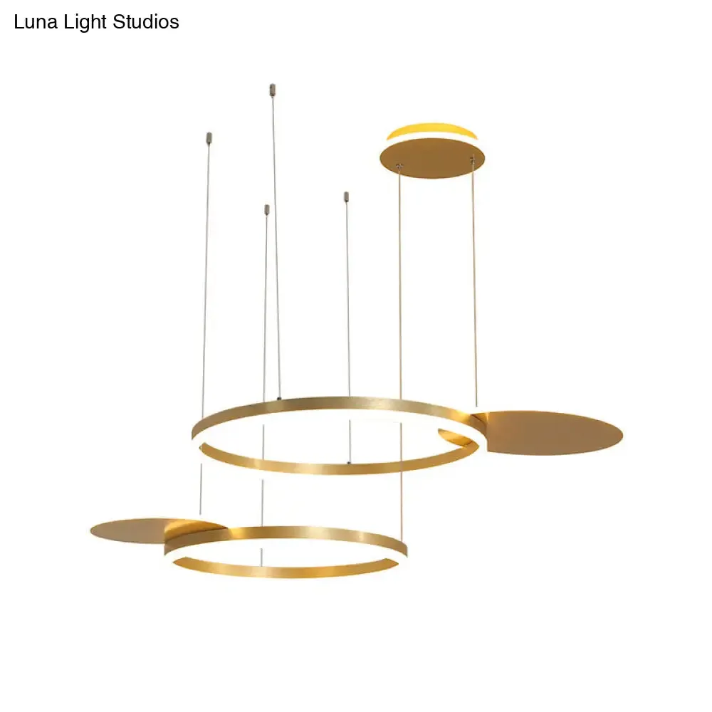 Modern Gold/Coffee LED Circular Multi Lamp Pendant Ceiling Fixture in Warm/White Light