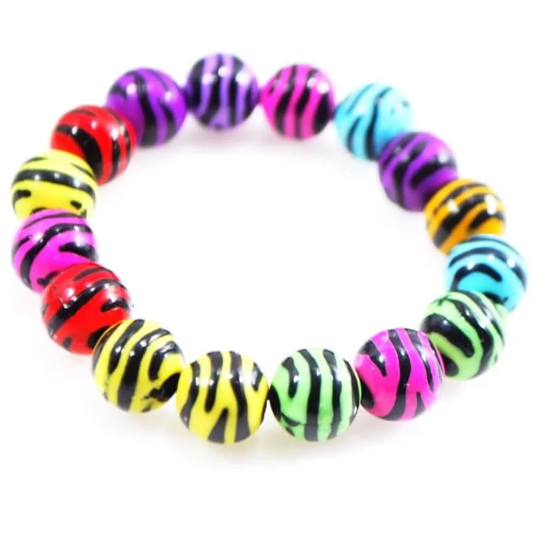 Multi Colored Zebra Prints Acrylic Bracelets