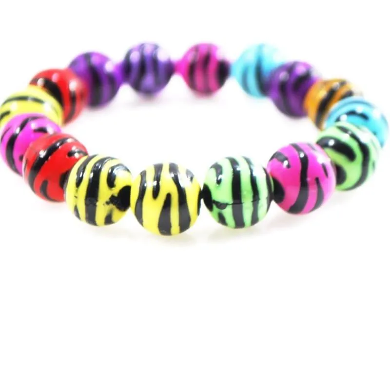 Multi Colored Zebra Prints Acrylic Bracelets