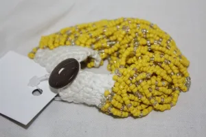 Multiple Strands of Yellow Beaded Bracelet