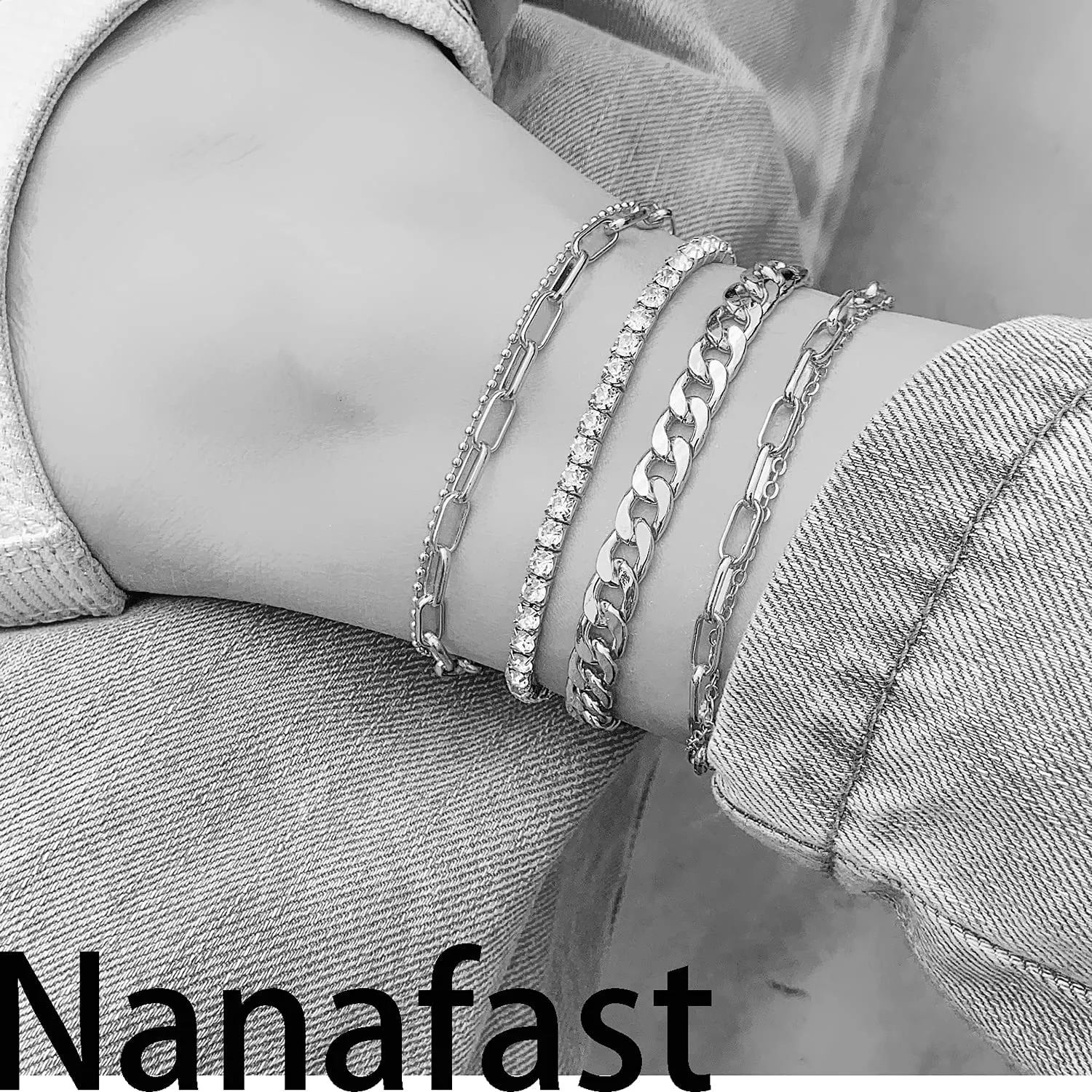 Nanafast 4-6PCS Ankle Bracelets Set for Women Gold Boho Beach Anklet Chain Adjustable Foot Jewelry for Girls Extremely Simple Style