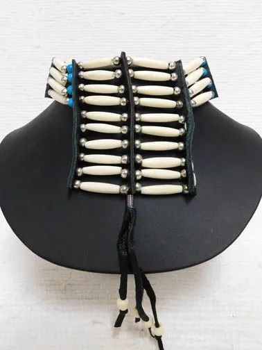 Native American Miniature Breastplate in White and Turquoise