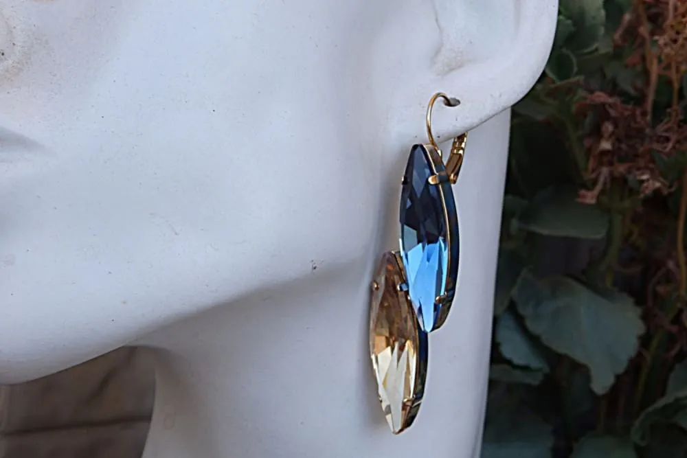 Navy blue champagne earrings