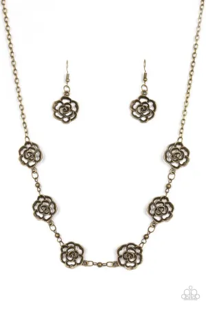 Paparazzi Necklace ~ Rosebud Rapture - Brass