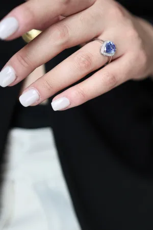 Pear Tanzanite Silver Ring