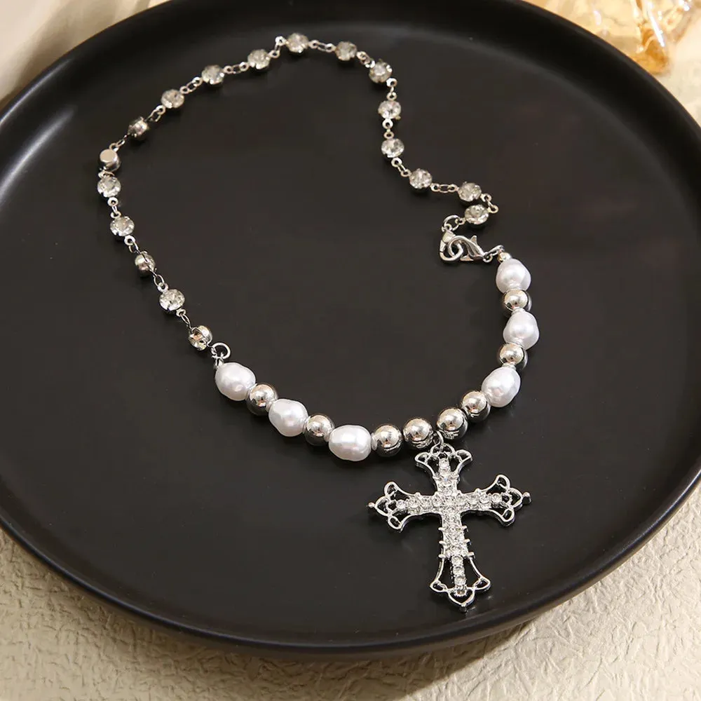 pearl cross necklace Pendant