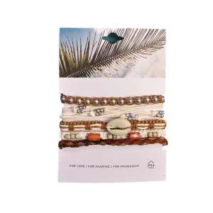 Pink House Palm Color Stack Pull Bracelets - Tan