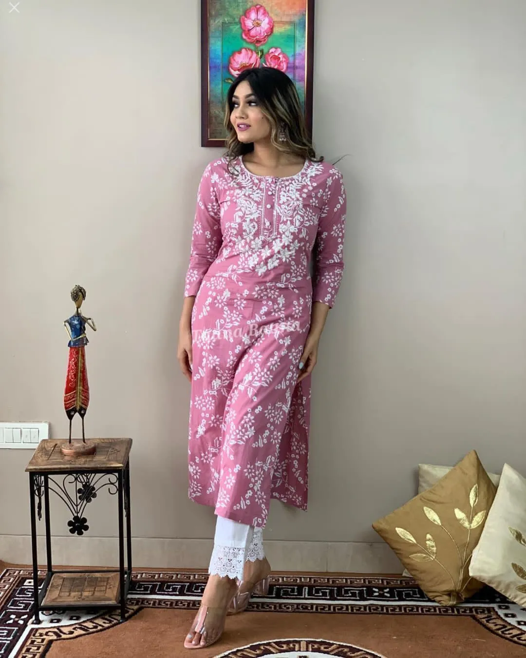 Pink Kurta and Pant Set for Women"