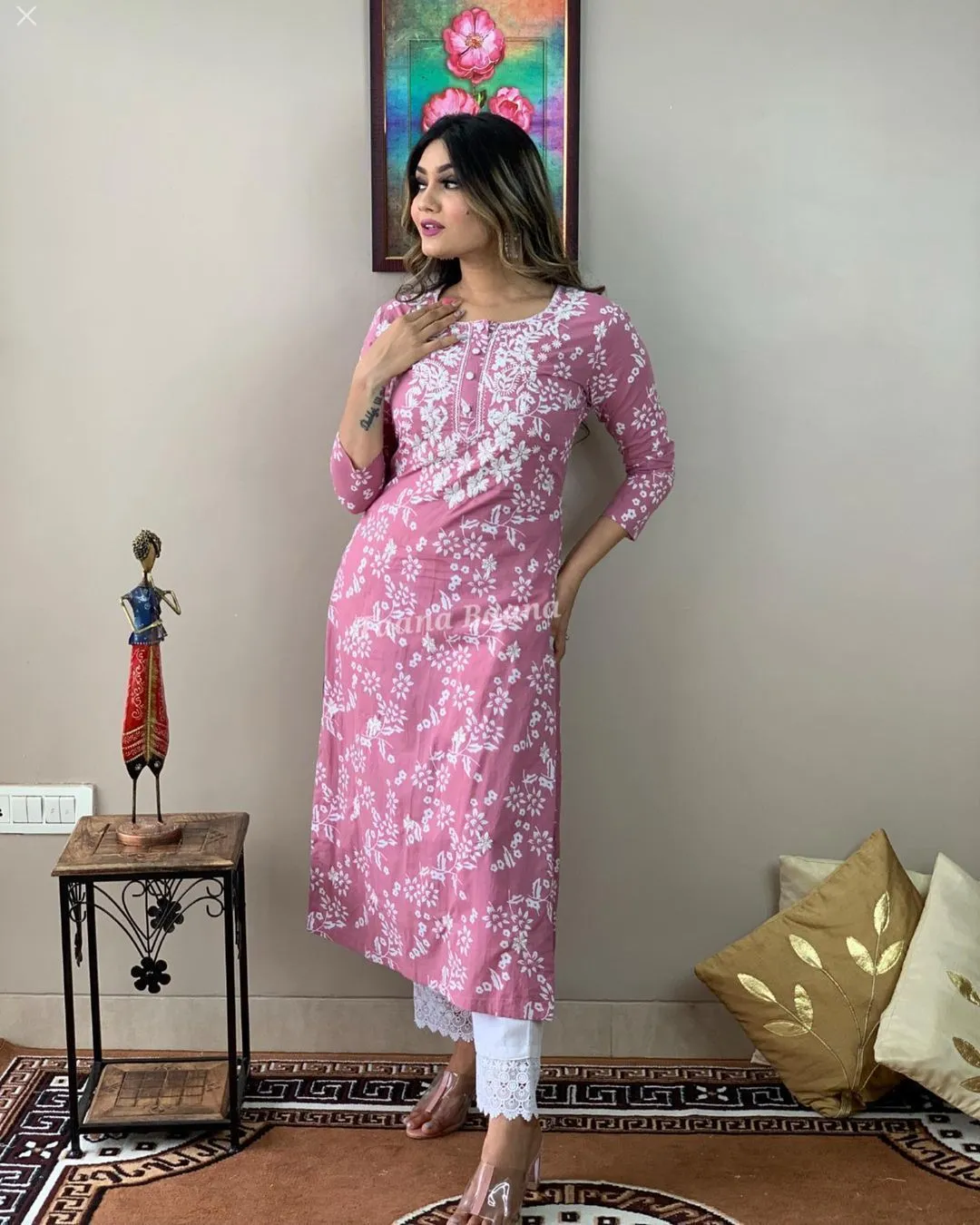 Pink Kurta and Pant Set for Women"