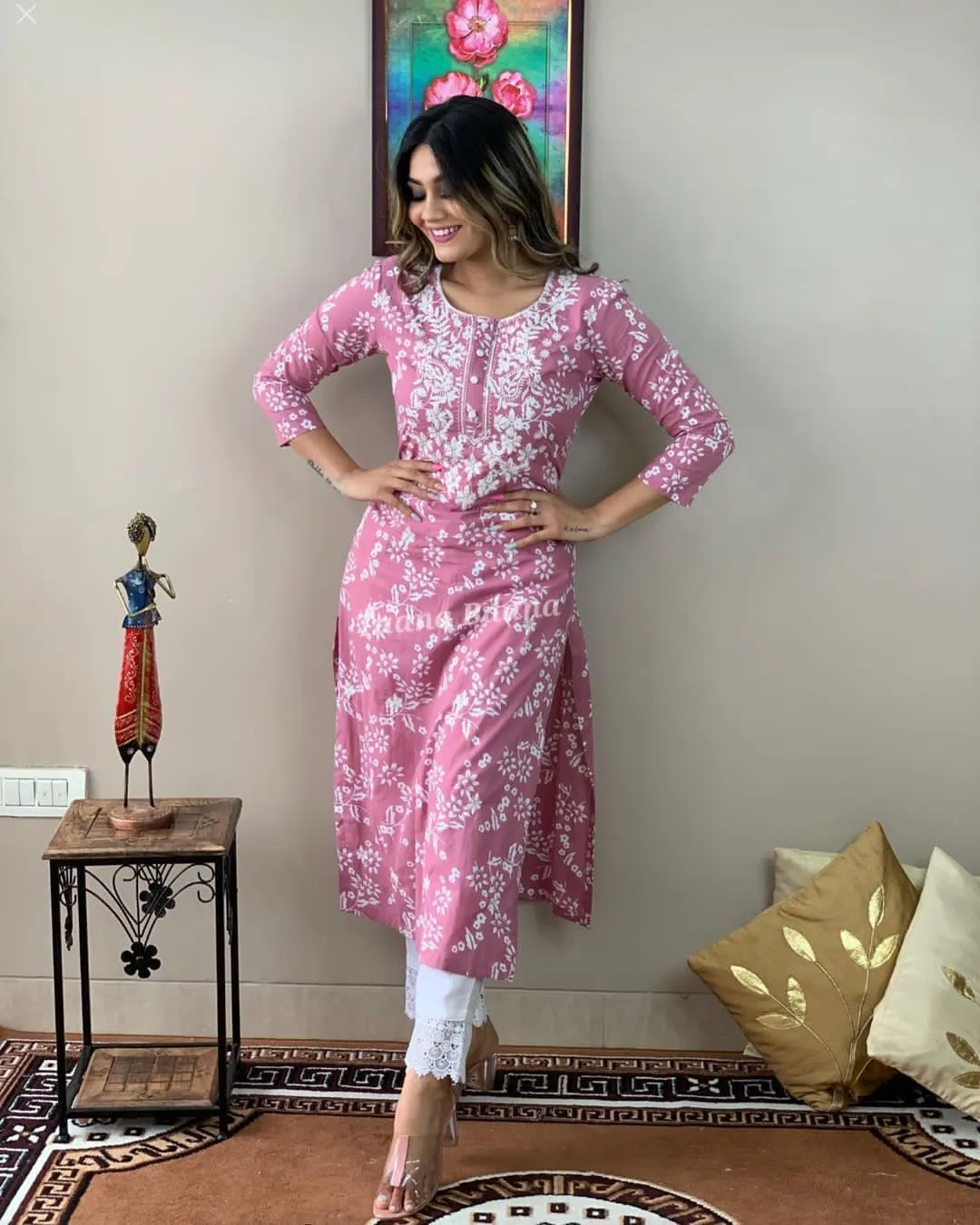 Pink Kurta and Pant Set for Women"