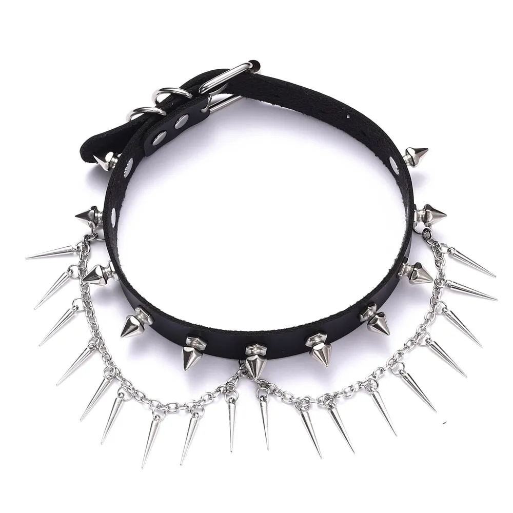 PU Spiked Chain Choker