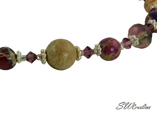 Purple Varascite Jasper Gemstone Beaded Necklace