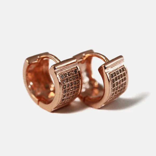 "Glimmer Hoops" Rosy Micro Pave CZ Hoop Earrings