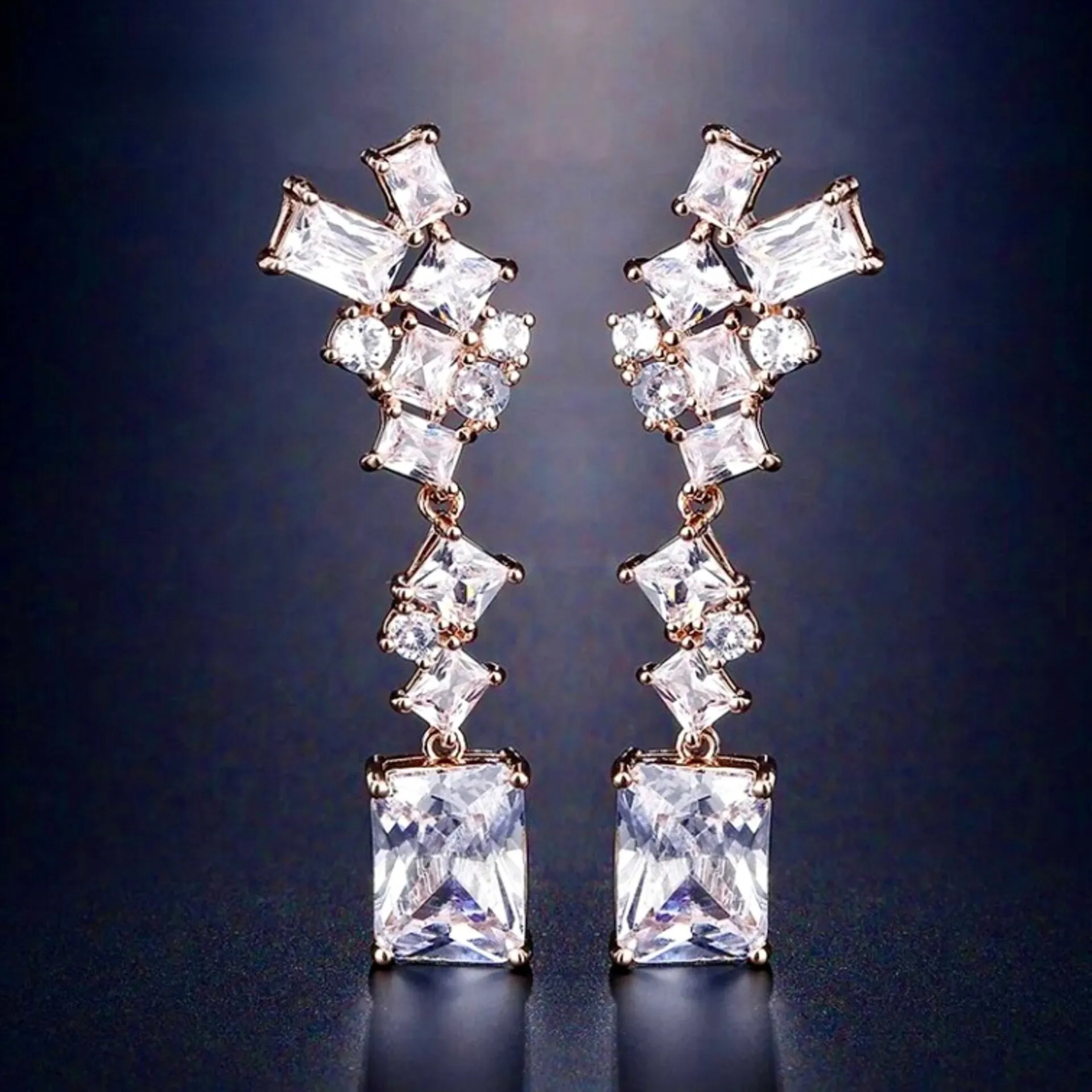 "Sarissa" - Cubic Zirconia Bridal Earrings - Available in Silver and Rose Gold