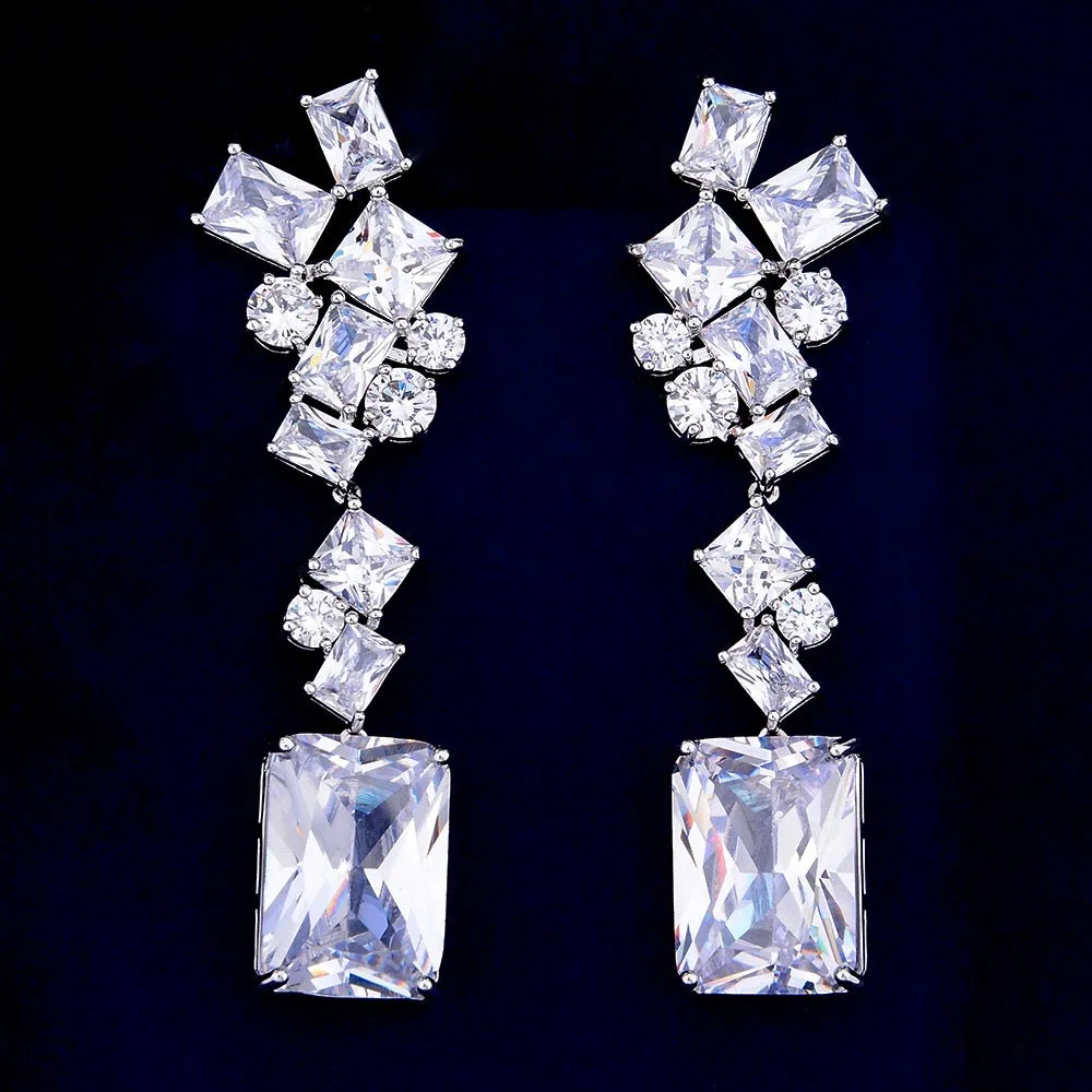 "Sarissa" - Cubic Zirconia Bridal Earrings - Available in Silver and Rose Gold