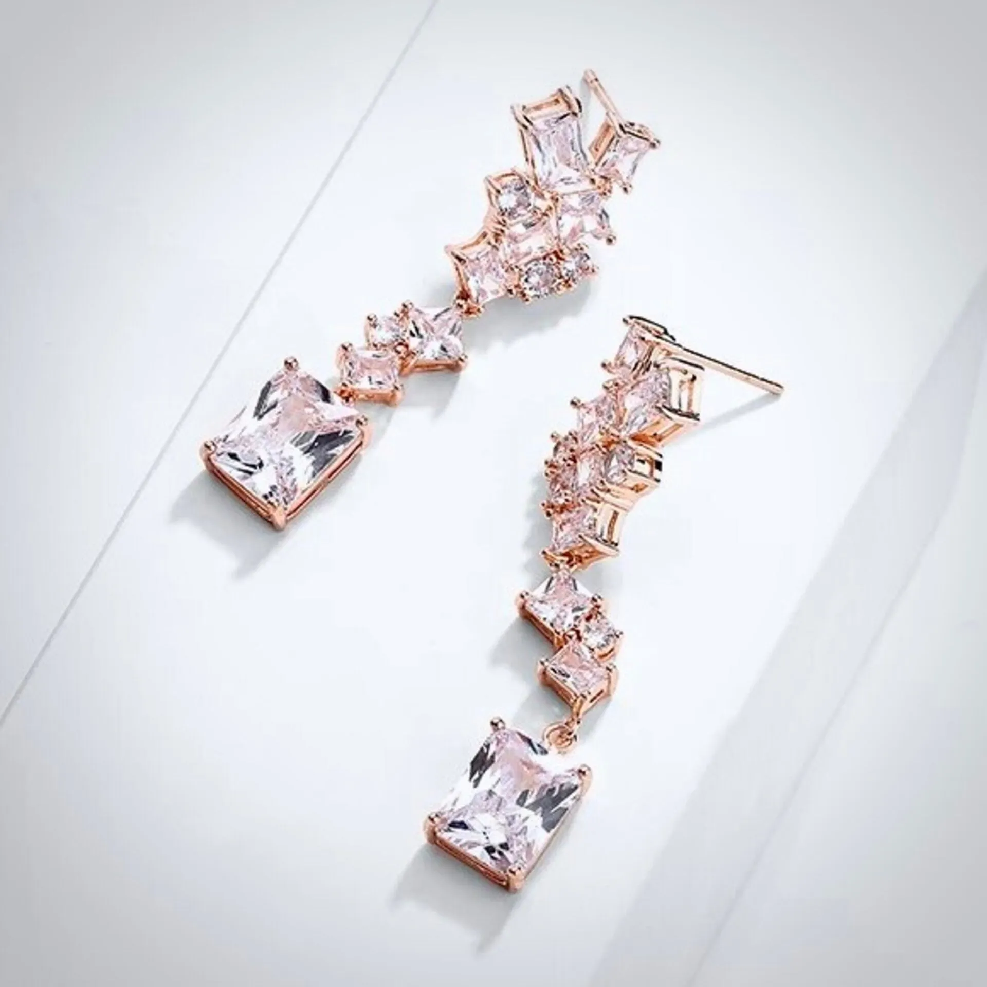 "Sarissa" - Cubic Zirconia Bridal Earrings - Available in Silver and Rose Gold